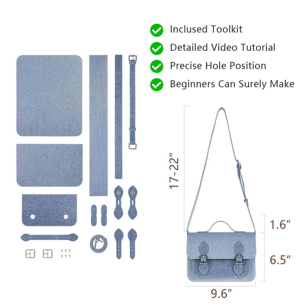 Denim-textured Leather DIY Handbag Kit-Solace Leather DB121N
