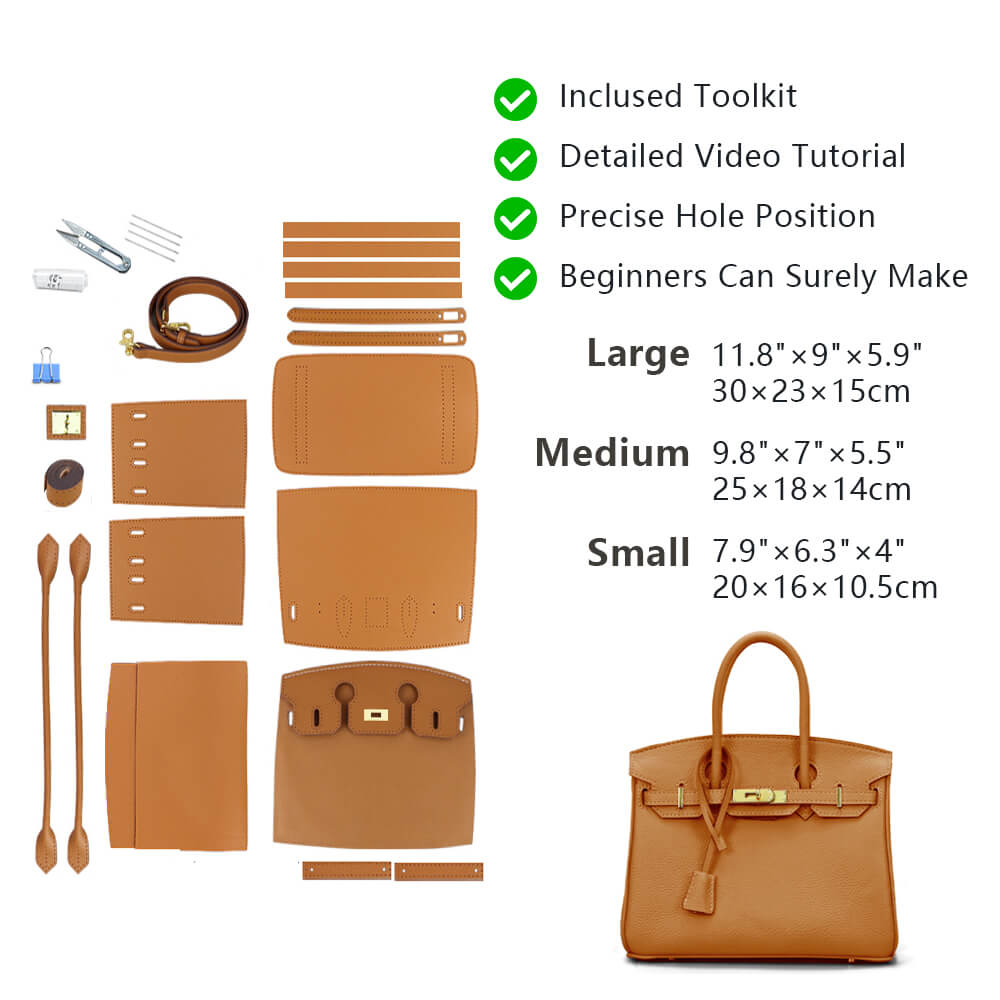 Top-Grain Pebbled Leather Handbag DIY Kit-Solace Leather HB802