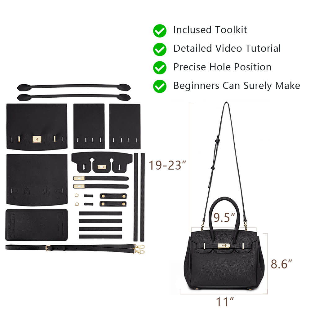 Litchi Grain Top-Grain Leather Handbag Making Kit-Solace Leather DB843