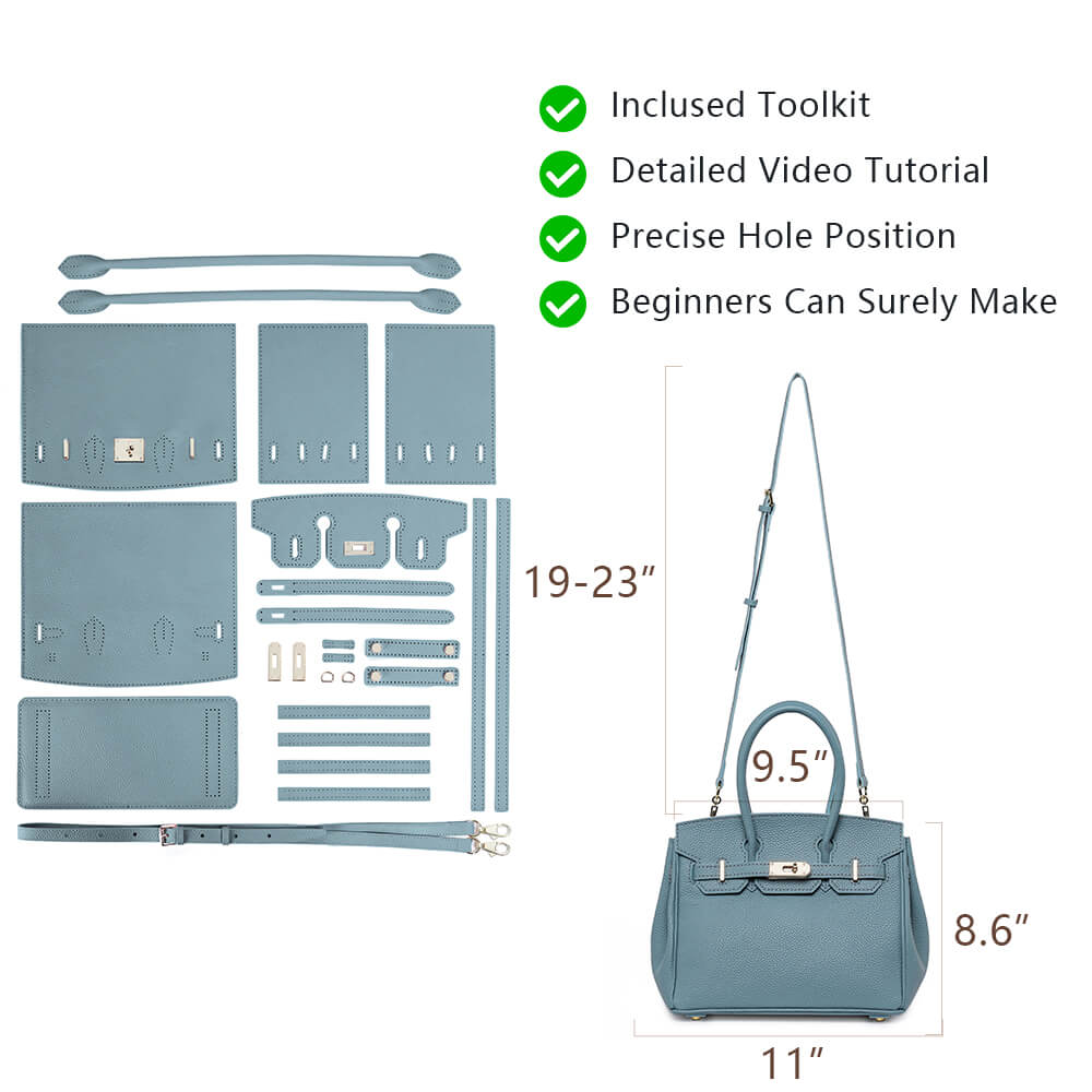 Litchi Grain Top-Grain Leather Handbag Making Kit-Solace Leather DB843