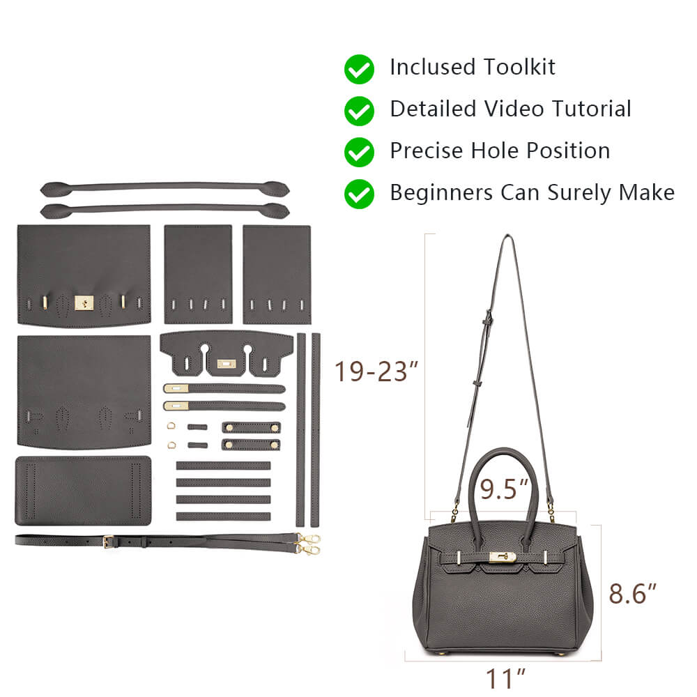 Litchi Grain Top-Grain Leather Handbag Making Kit-Solace Leather DB843