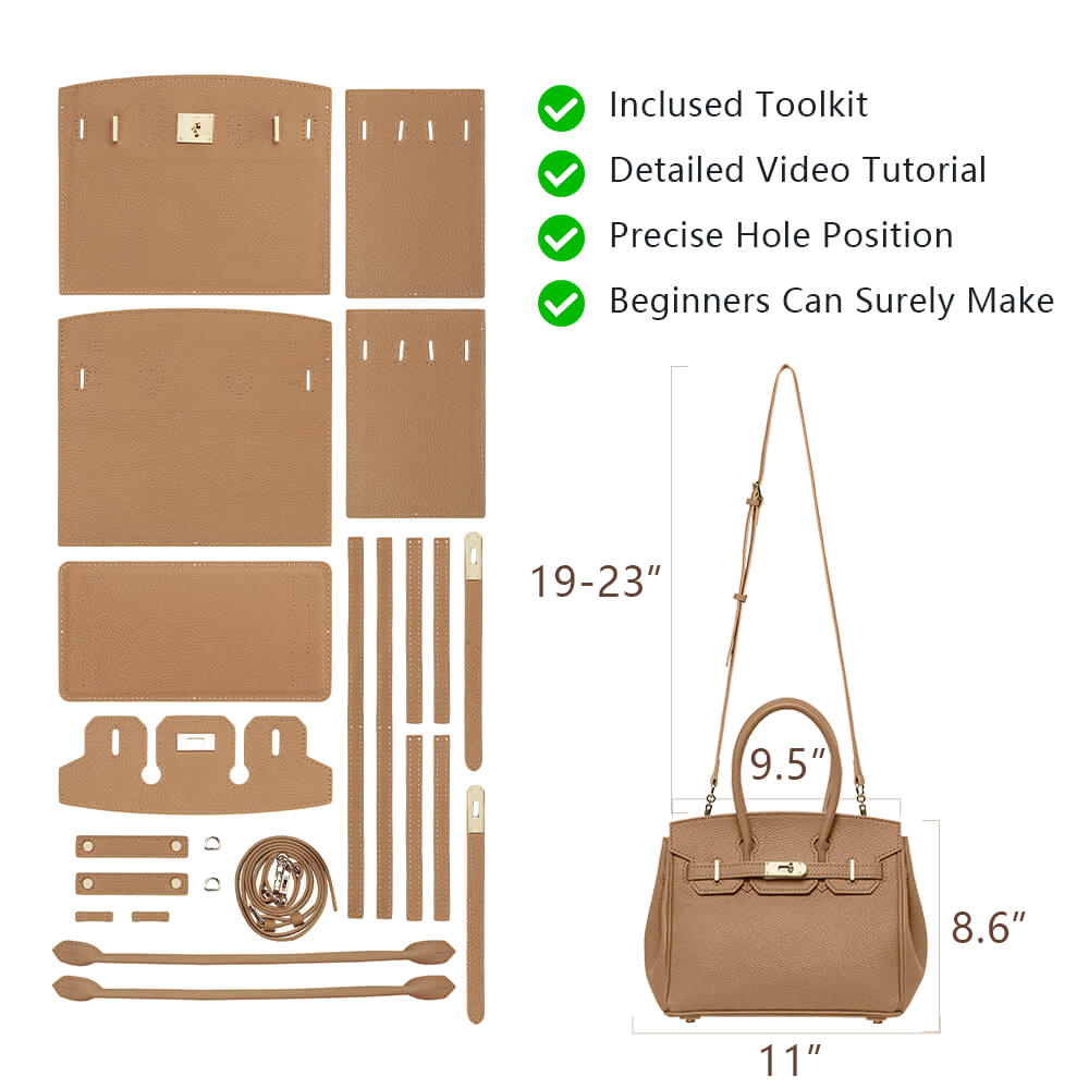Litchi Grain Top-Grain Leather Handbag Making Kit-Solace Leather DB843