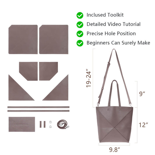 Genuine Leather DIY Tote Bag Kit-Solace Leather DB538