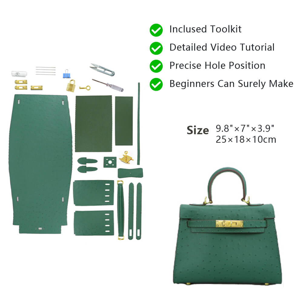 Top-Grain Leather Ostrich Embossed Handbag DIY Kit-Solace Leather HB806