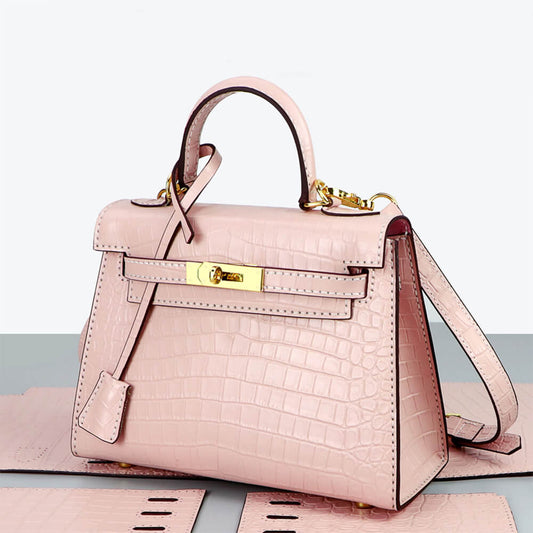 Top-Grain Crocodile-Embossed Leather Handbag DIY Kit-HB804