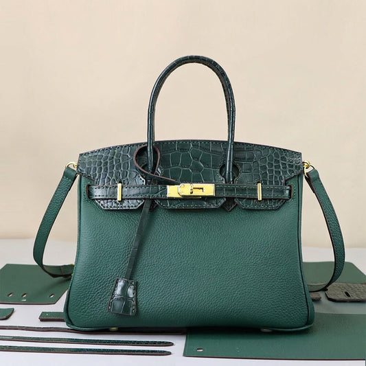 Top-Grain Crocodile-Embossed & Pebbled Leather Handbag DIY Kit HB805
