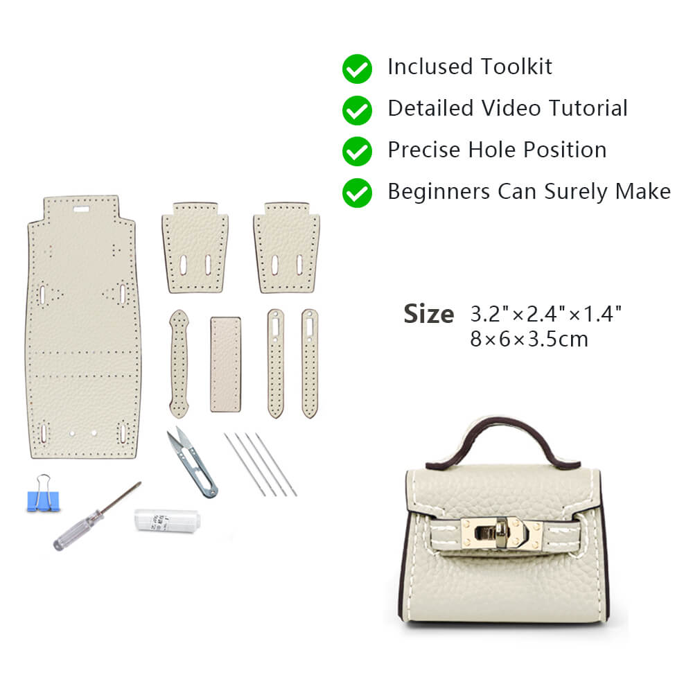 Top-Grain Leather DIY Mini Birkin Kit-Solace Leather KC801