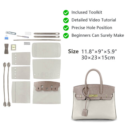 Top-Grain Crocodile-Embossed & Pebbled Leather Handbag DIY Kit HB805