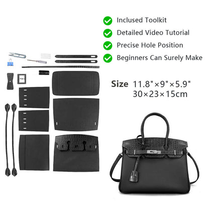 Top-Grain Crocodile-Embossed & Pebbled Leather Handbag DIY Kit HB805