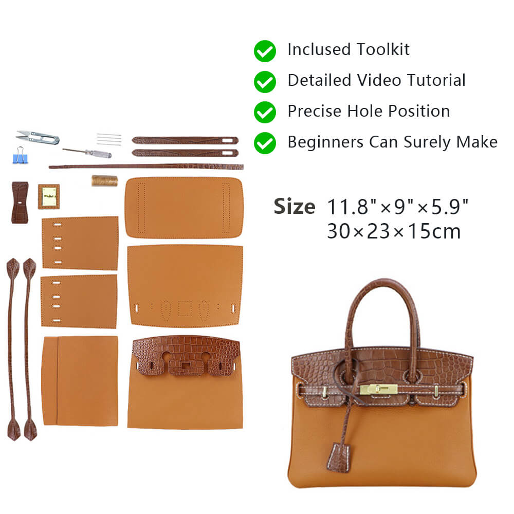 Top-Grain Crocodile-Embossed & Pebbled Leather Handbag DIY Kit HB805
