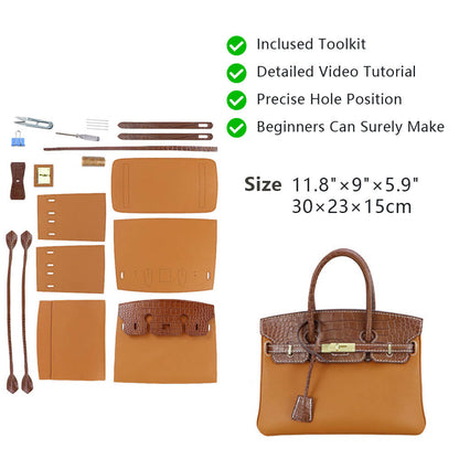 Top-Grain Crocodile-Embossed & Pebbled Leather Handbag DIY Kit HB805