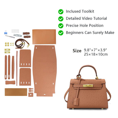 Top-Grain Leather Ostrich Embossed Handbag DIY Kit-Solace Leather HB806