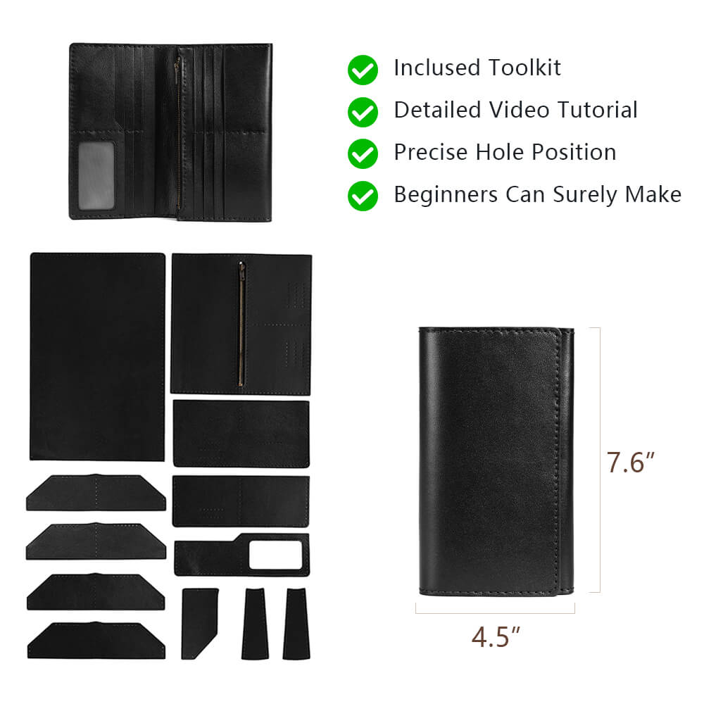 Top-Grain Leather DIY Wallet Kit for Men-Solace Leather D001