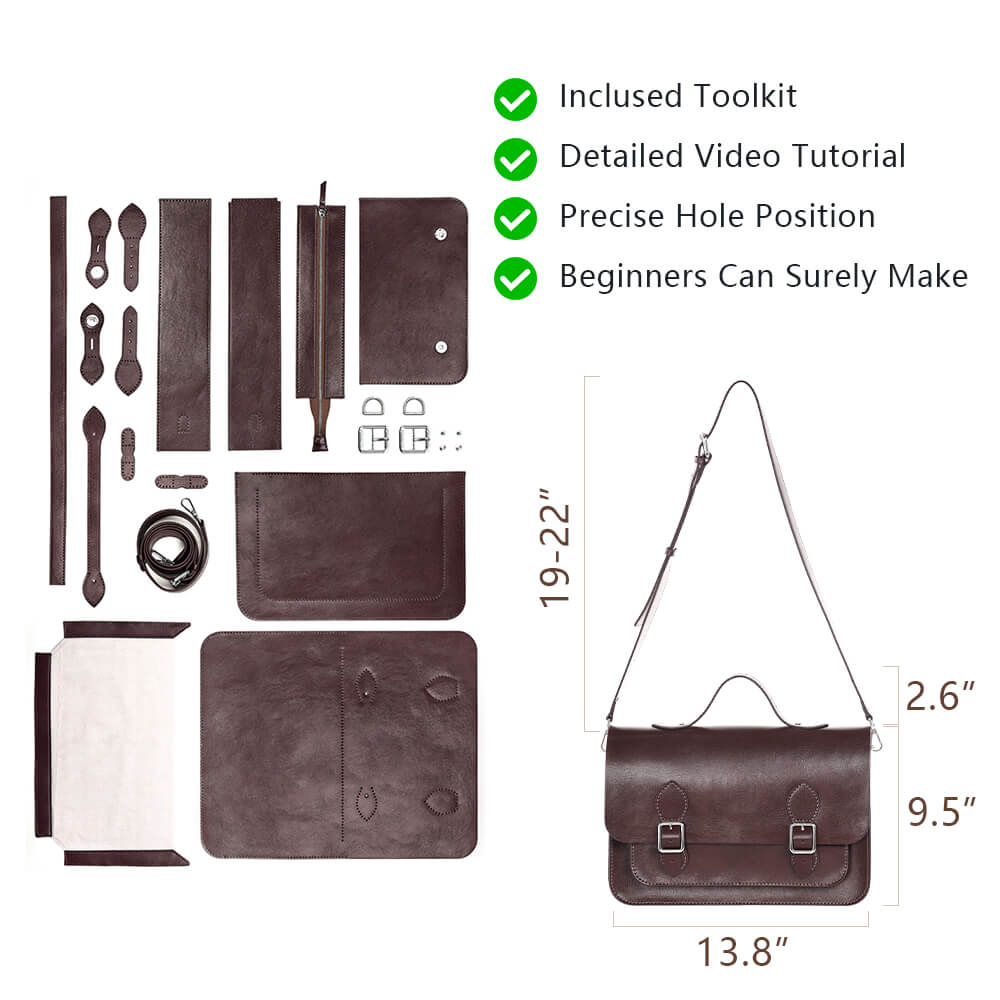 Split Leather Men's Messenger Bag DIY Kit-Solace Leather DB504