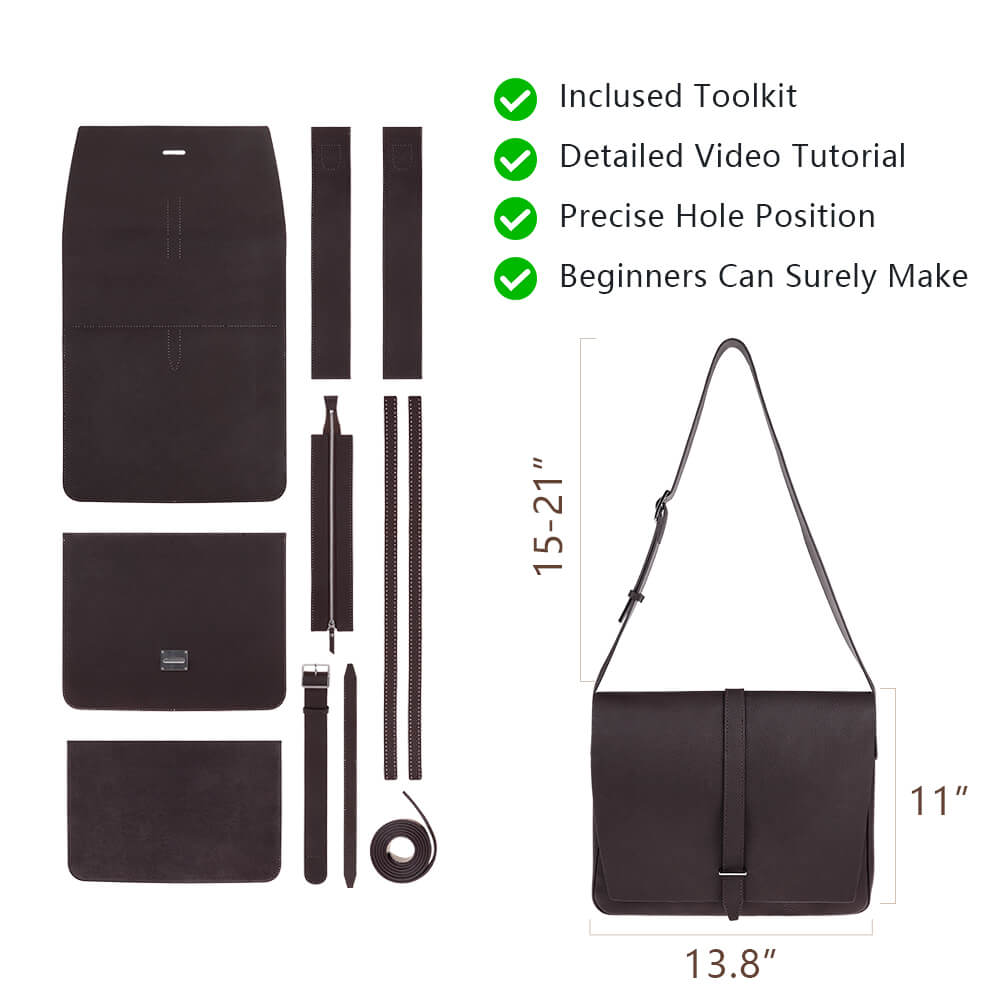 Top- Grain Leather Messenger Bag DIY Kit-Solace Leather DB516