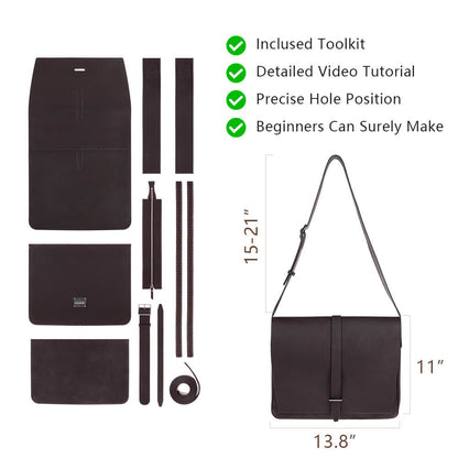 Top- Grain Leather Messenger Bag DIY Kit-Solace Leather DB516