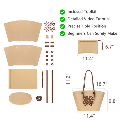 Genuine Leather DIY Tote Woven Bag Kit-Solace Leather DB557