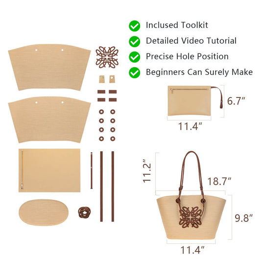 Genuine Leather DIY Tote Woven Bag Kit-Solace Leather DB557