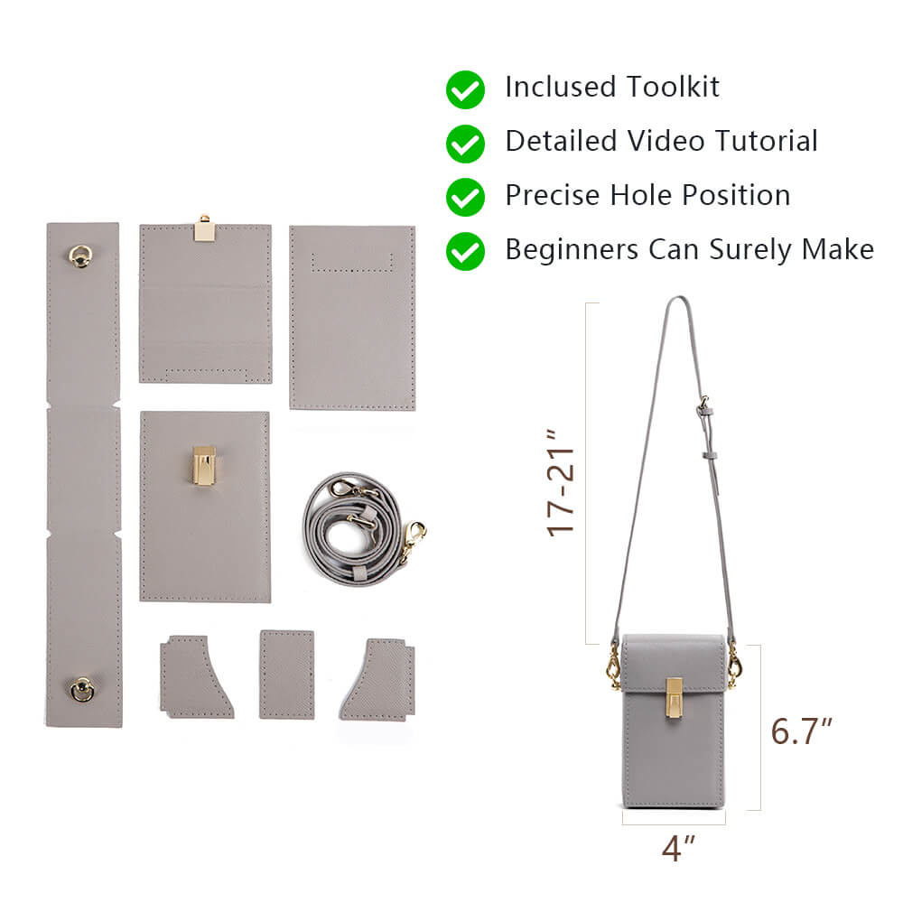 Split Leather DIY Crossbody Small Bag kit-Solace Leather DB679