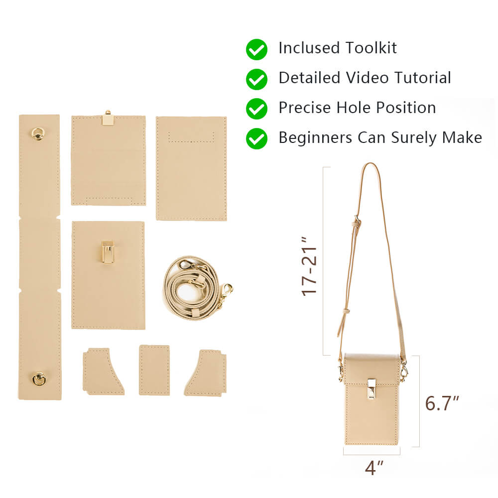 Split Leather DIY Crossbody Small Bag kit-Solace Leather DB679