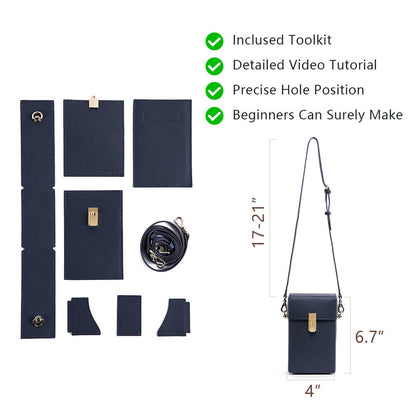 Split Leather DIY Crossbody Small Bag kit-Solace Leather DB679