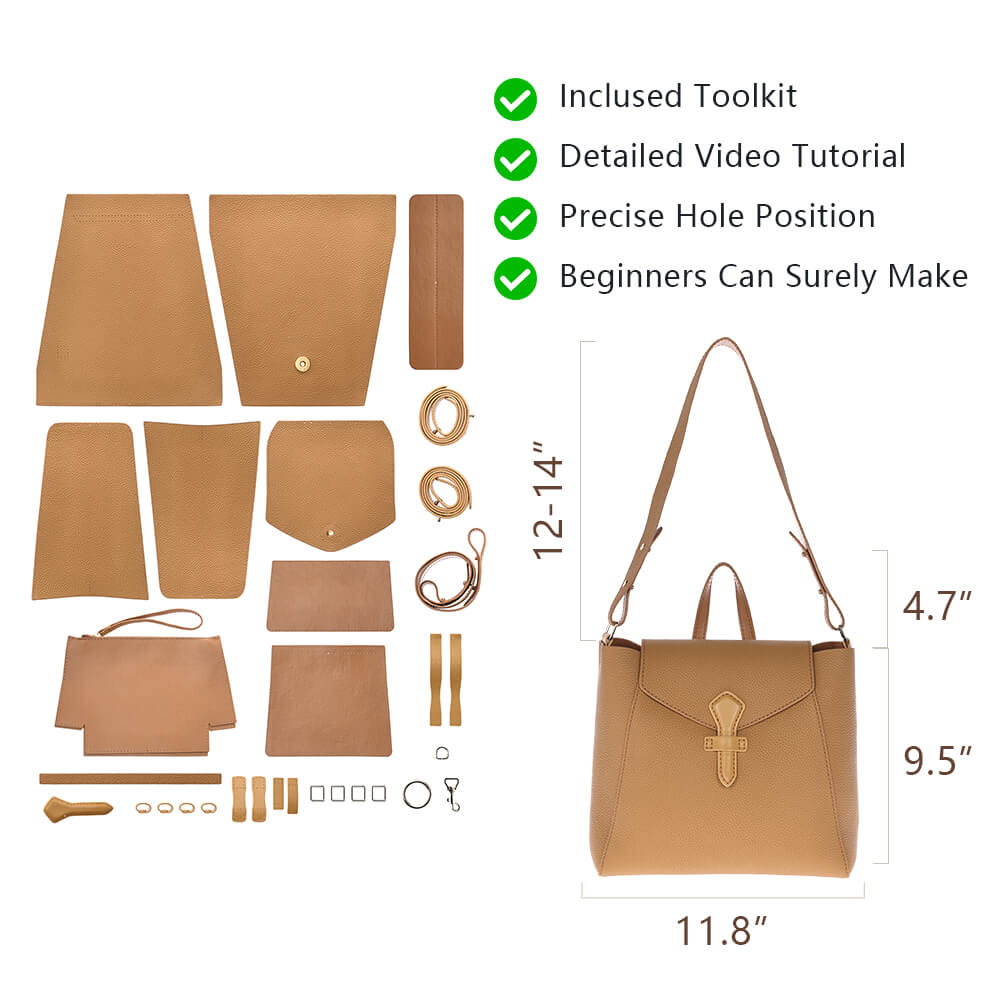 Top-Grain Leather Backpack & shoulder bag DIY Kit-Solace Leather DB733