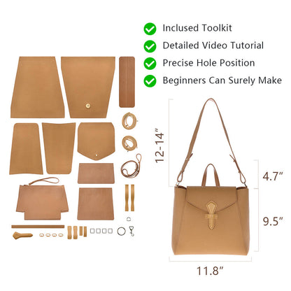 Top-Grain Leather Backpack & shoulder bag DIY Kit-Solace Leather DB733