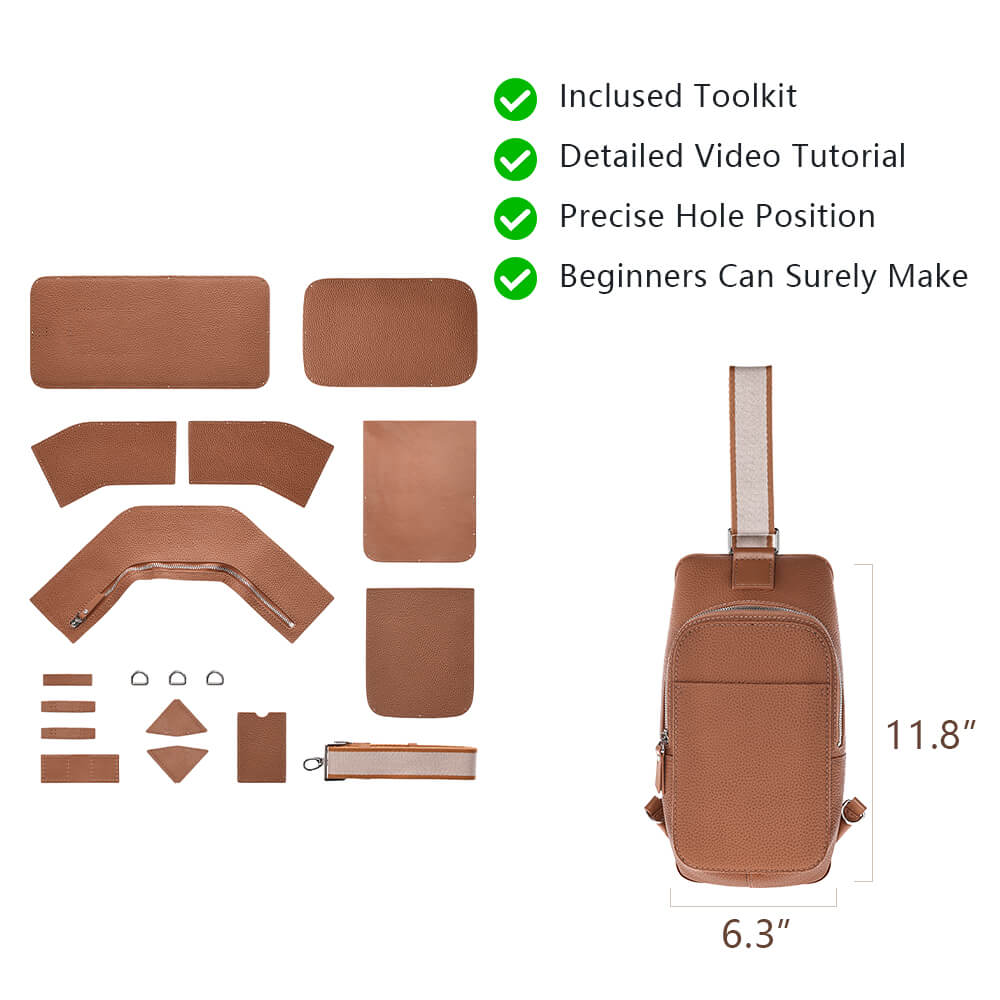 Top-Grain Leather Crossbody Bag DIY Kit-Solace Leather DB737