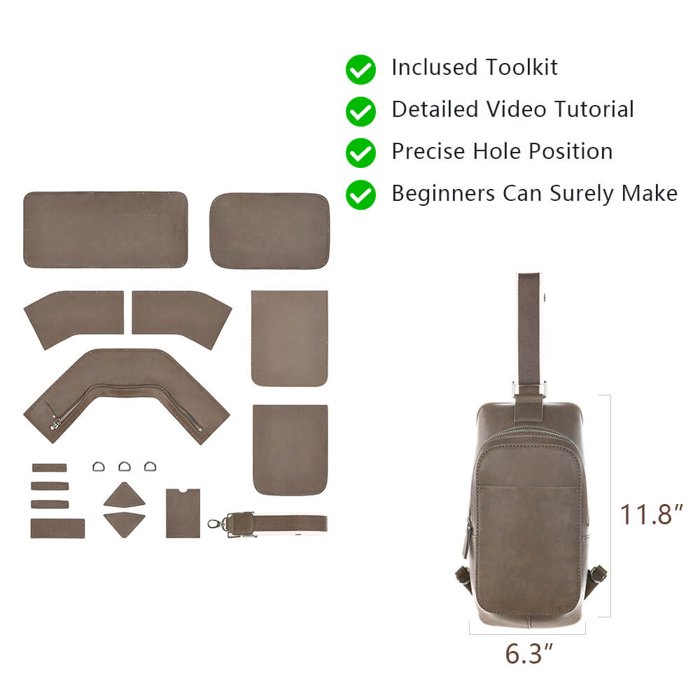 Top-Grain Leather Crossbody Bag DIY Kit-Solace Leather DB737