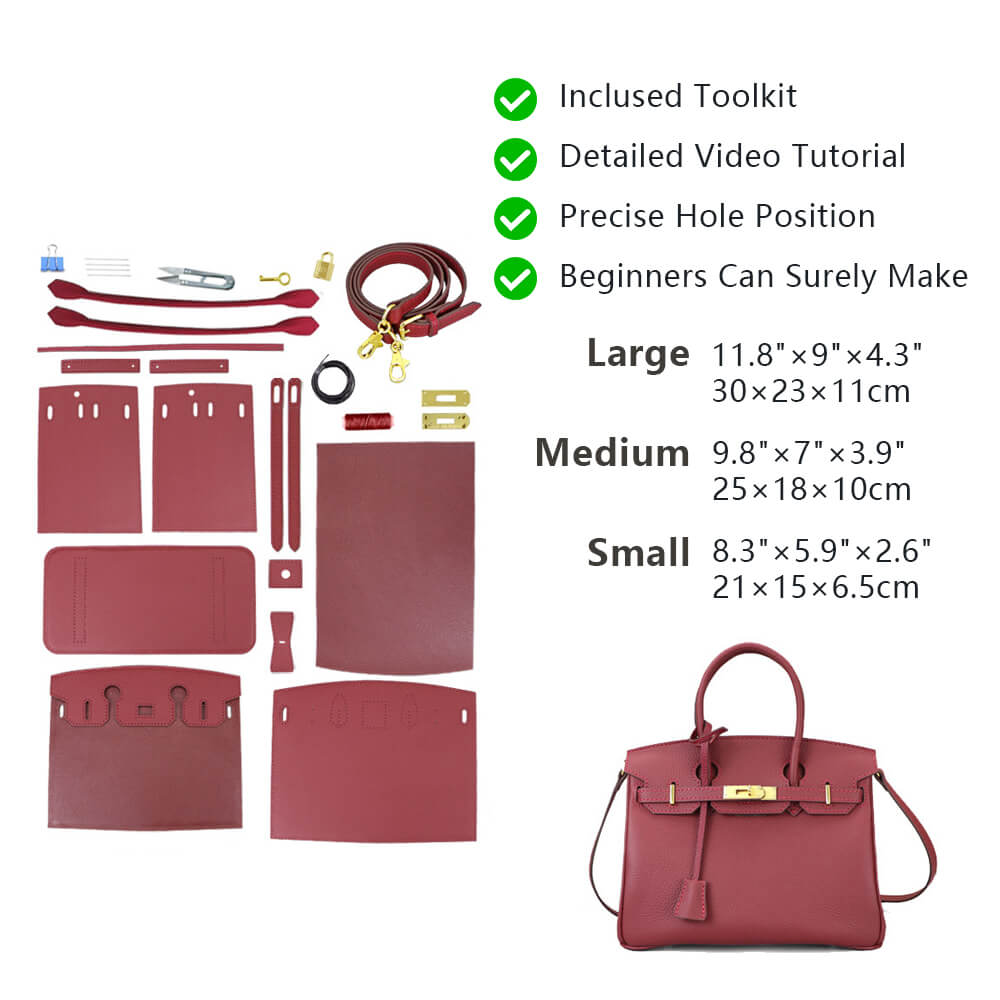 Top-Grain Pebbled Leather Handbag DIY Kit-Solace Leather HB802