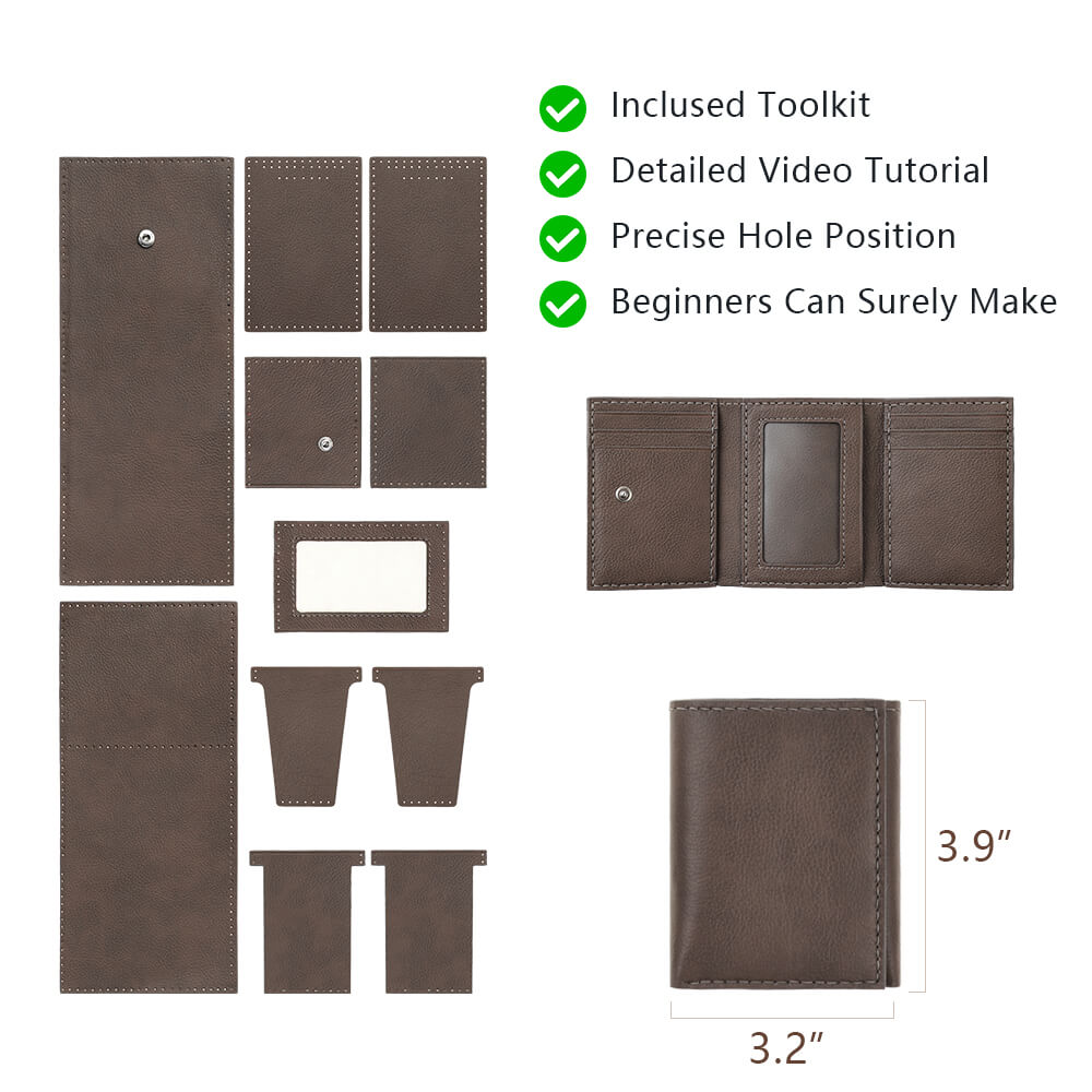 Top-Grain Leather DIY Wallet Kit for Men-Solace Leather DC033