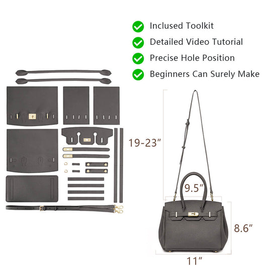 Litchi Grain Top-Grain Leather Handbag Making Kit-Solace Leather DB843