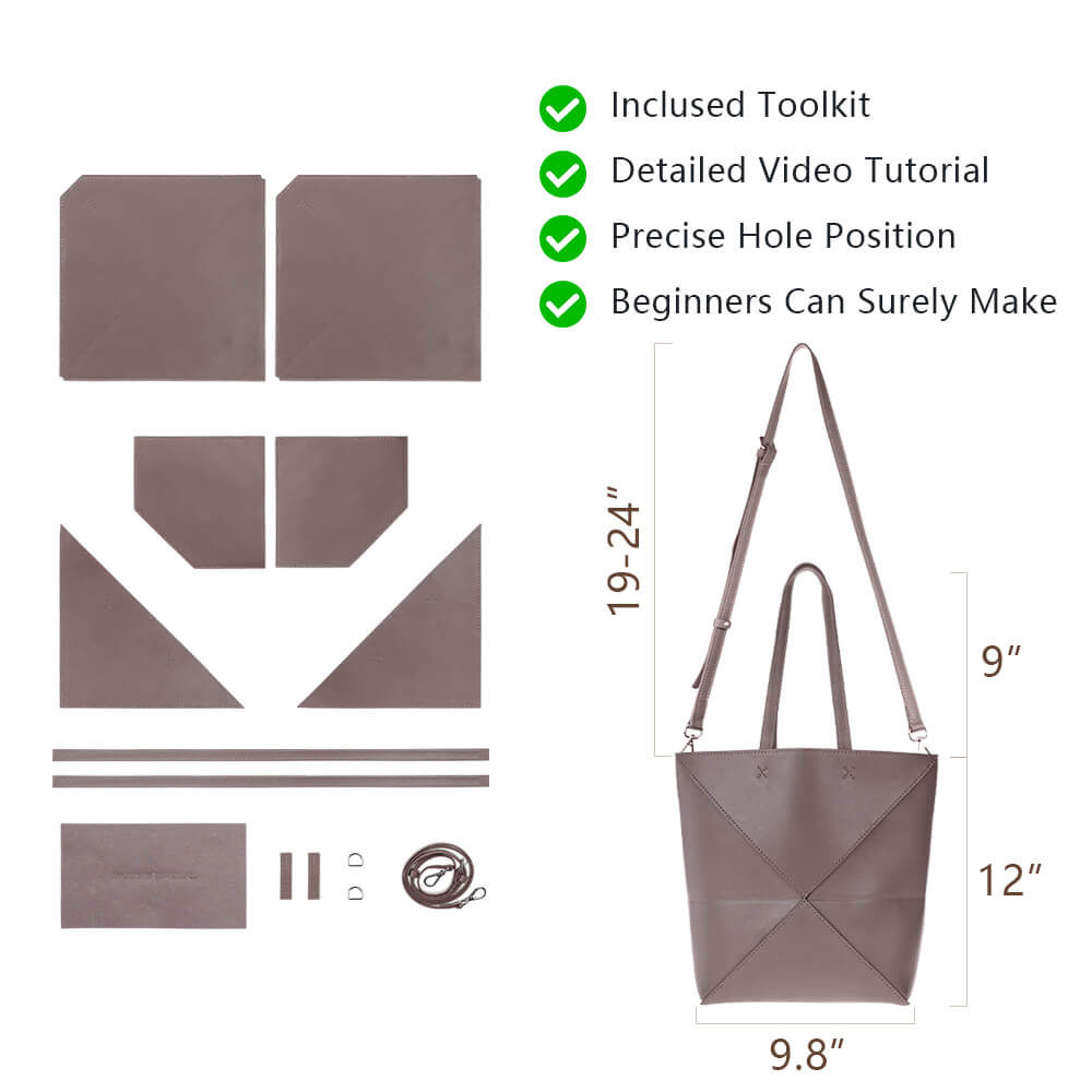Genuine Leather DIY Tote Bag Kit-Solace Leather DB538