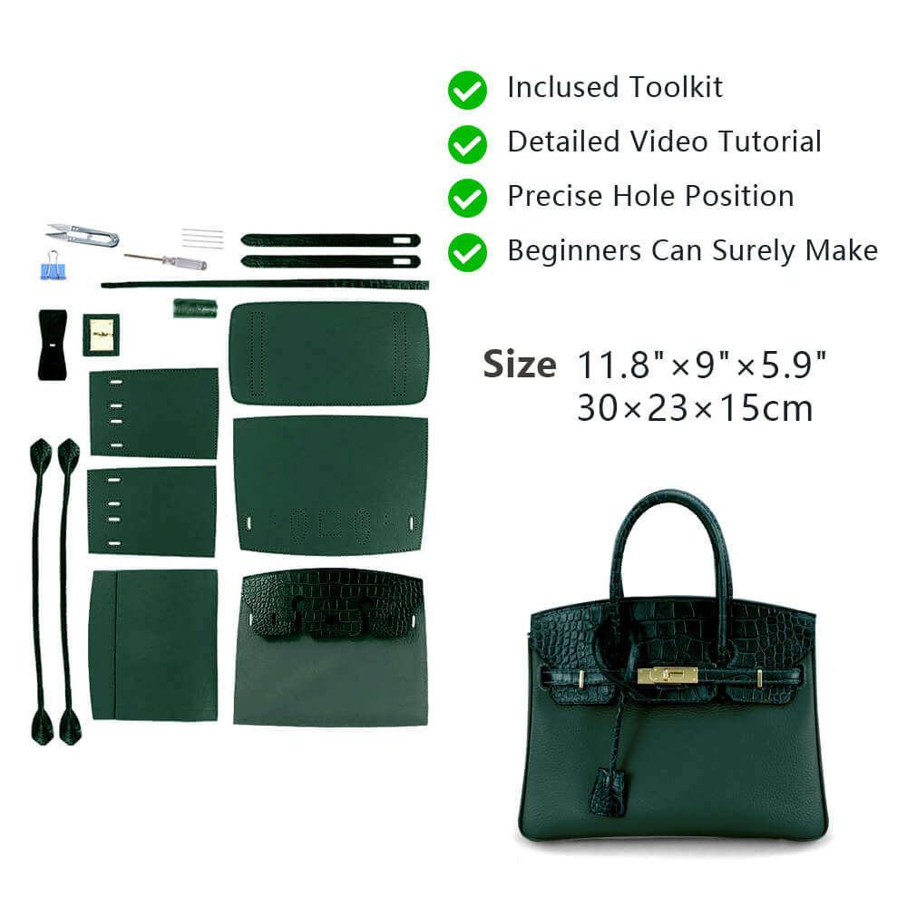 Top-Grain Crocodile-Embossed & Pebbled Leather Handbag DIY Kit HB805