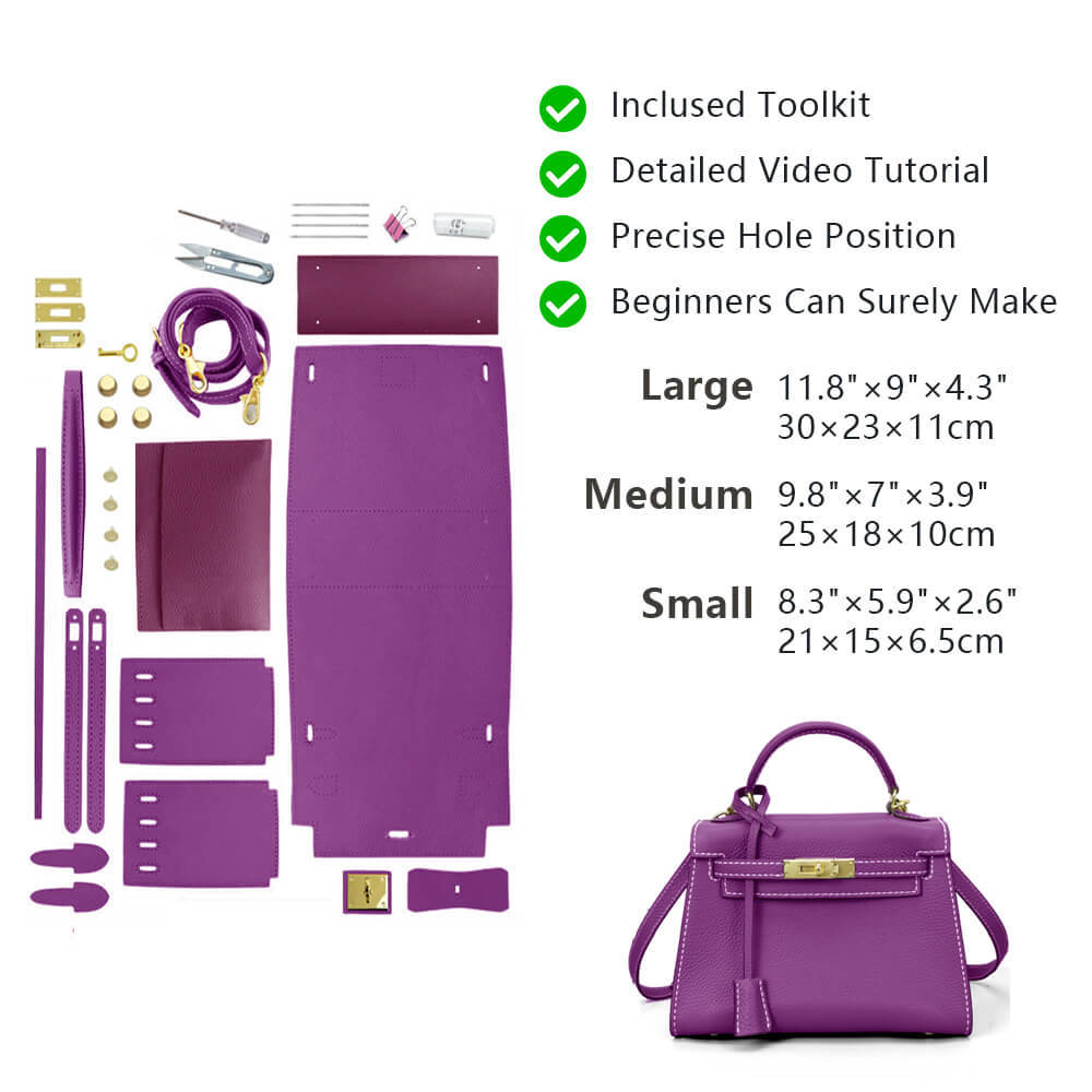 Top-Grain Pebbled Leather Handbag DIY Kit-Solace Leather HB803