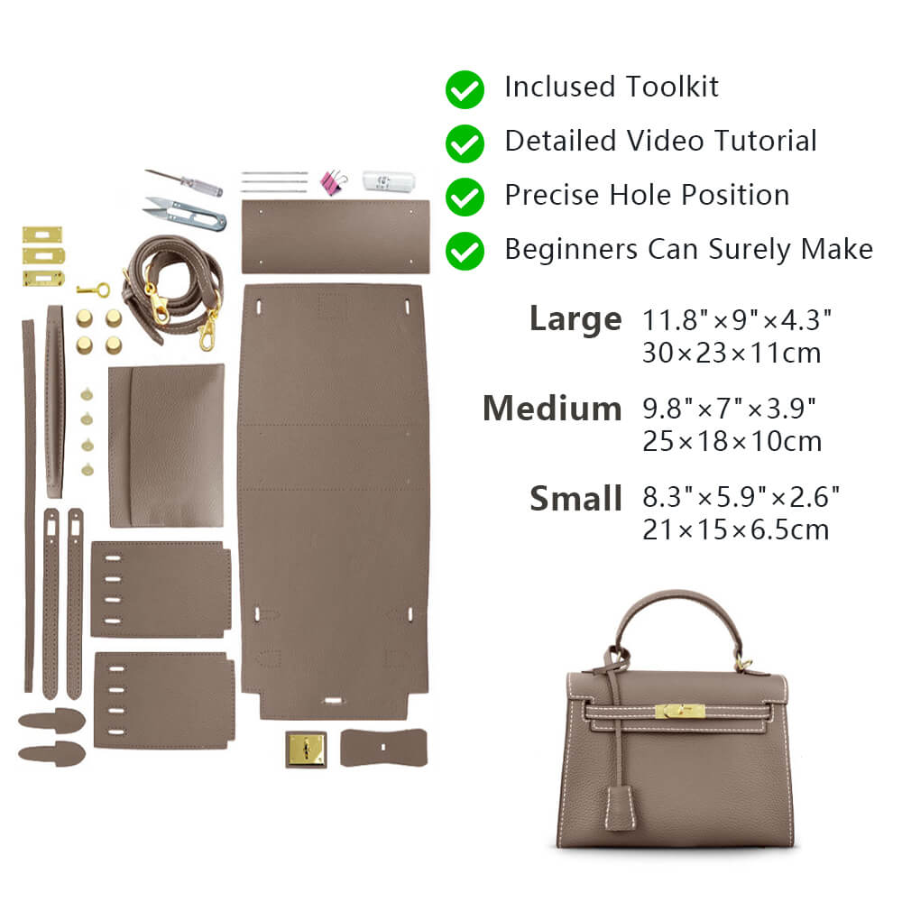 Top-Grain Pebbled Leather Handbag DIY Kit-Solace Leather HB803