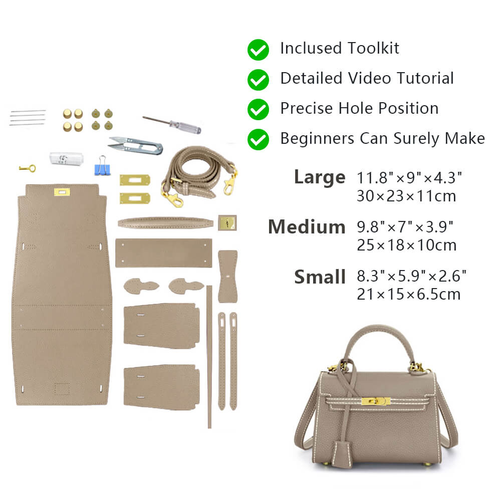 Top-Grain Pebbled Leather Handbag DIY Kit-Solace Leather HB803