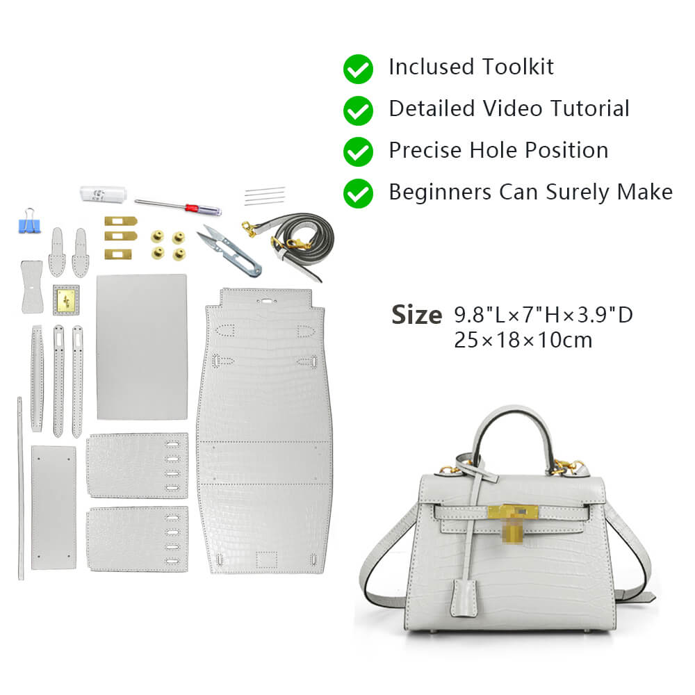 Top-Grain Crocodile-Embossed Leather Handbag DIY Kit- HB804