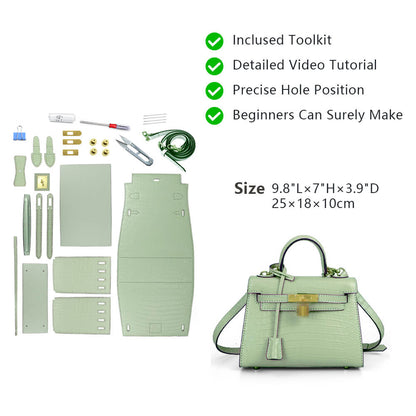 Top-Grain Crocodile-Embossed Leather Handbag DIY Kit- HB804