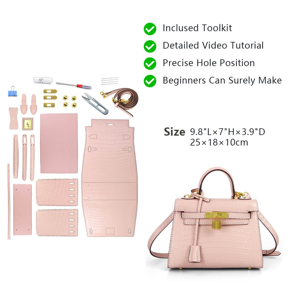 Top-Grain Crocodile-Embossed Leather Handbag DIY Kit- HB804
