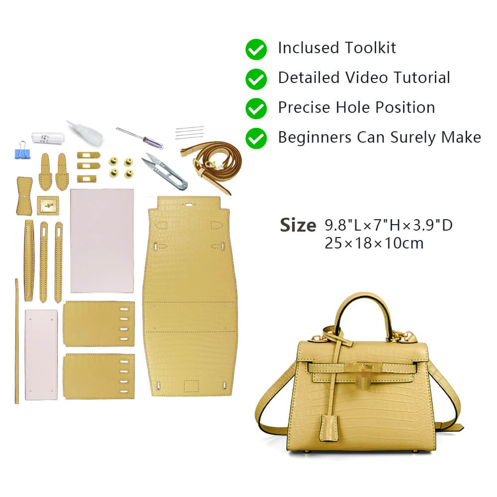 Top-Grain Crocodile-Embossed Leather Handbag DIY Kit- HB804