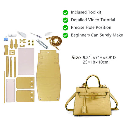 Top-Grain Crocodile-Embossed Leather Handbag DIY Kit- HB804
