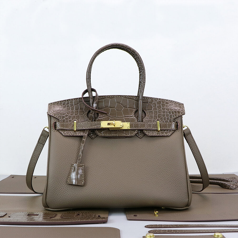 Top-Grain Crocodile-Embossed & Pebbled Leather Handbag DIY Kit HB805