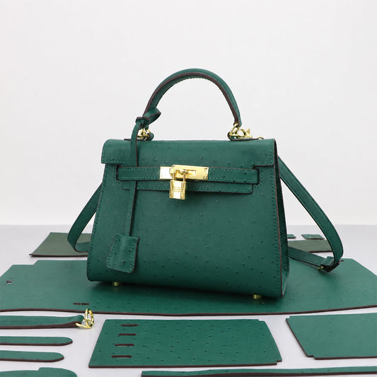 Top-Grain Leather Ostrich Embossed Handbag DIY Kit-Solace Leather HB806