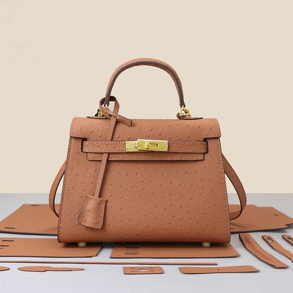 Top-Grain Leather Ostrich Embossed Handbag DIY Kit-Solace Leather HB806