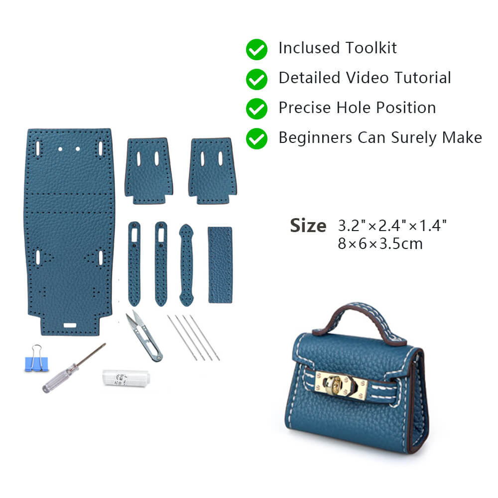 Top-Grain Leather DIY Mini Birkin Kit-Solace Leather KC801