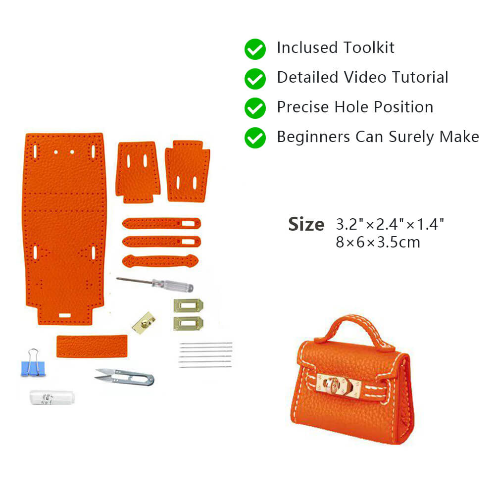 Top-Grain Leather DIY Mini Birkin Kit-Solace Leather KC801