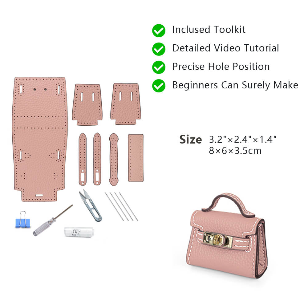 Top-Grain Leather DIY Mini Birkin Kit-Solace Leather KC801