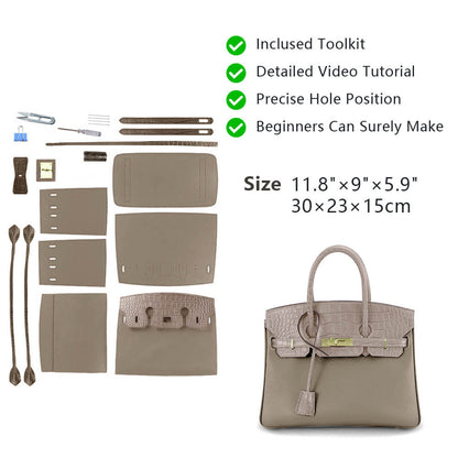 Top-Grain Crocodile-Embossed & Pebbled Leather Handbag DIY Kit HB805